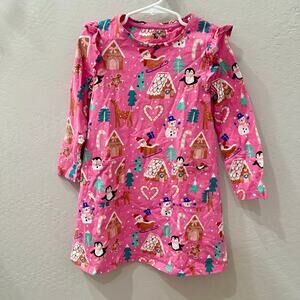 Tu Pinkmas Christmas Ruffle Long Sleeve Dress